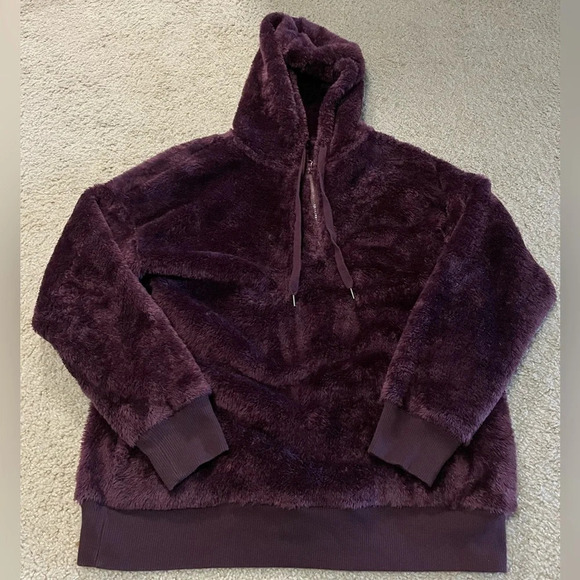 Dark purple quarter zip fuzzy sweatshirt - Picture 1 of 4